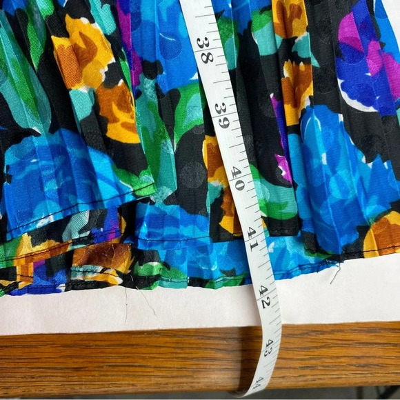 Vintage Lindsey Blake Petites Bright Floral Pleat Layered Cocktail Dress 8P - Picture 7 of 7
